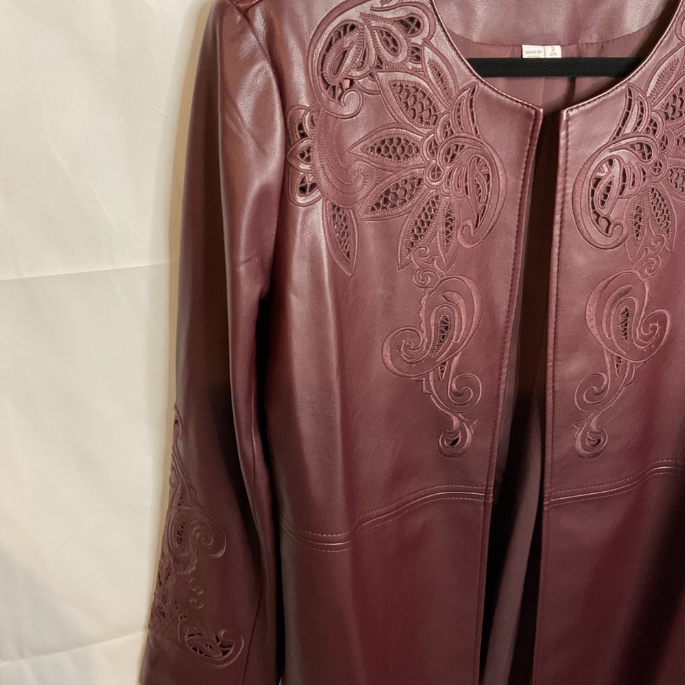 Chico's Maroon Faux Leather Jacket - Picture 2 of 7